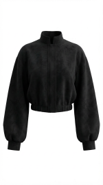 Suede Bomber Jacket Black