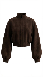 Suede Bomber Jacket Dark Brown