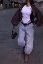 Suede Bomber Jacket Dark Brown - Зображення 2