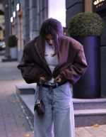 Suede Bomber Jacket Dark Brown