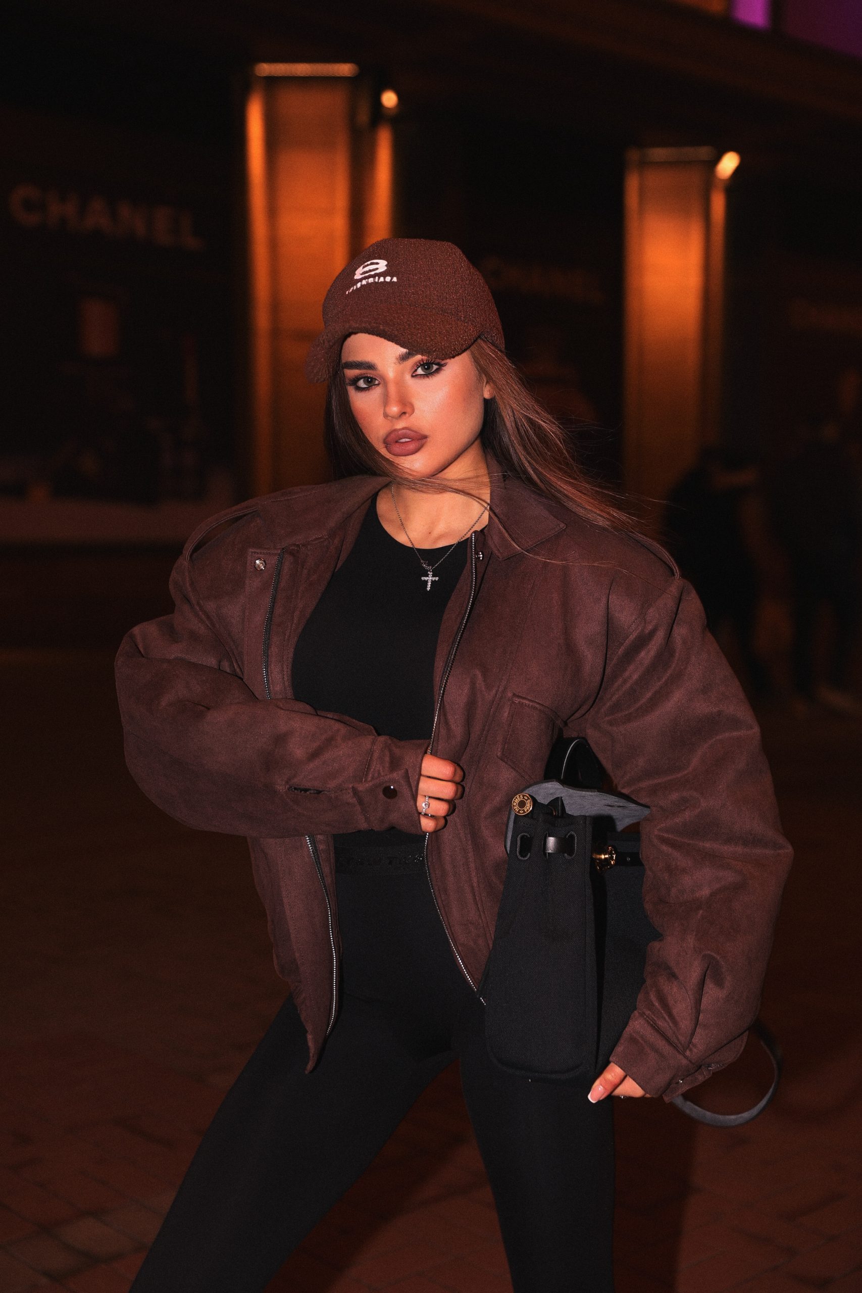 IMG_5340 Suede Oversized Bomber Jacket Dark Brown - Зображення 1