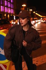 Suede Oversized Bomber Jacket Dark Brown - Зображення 5