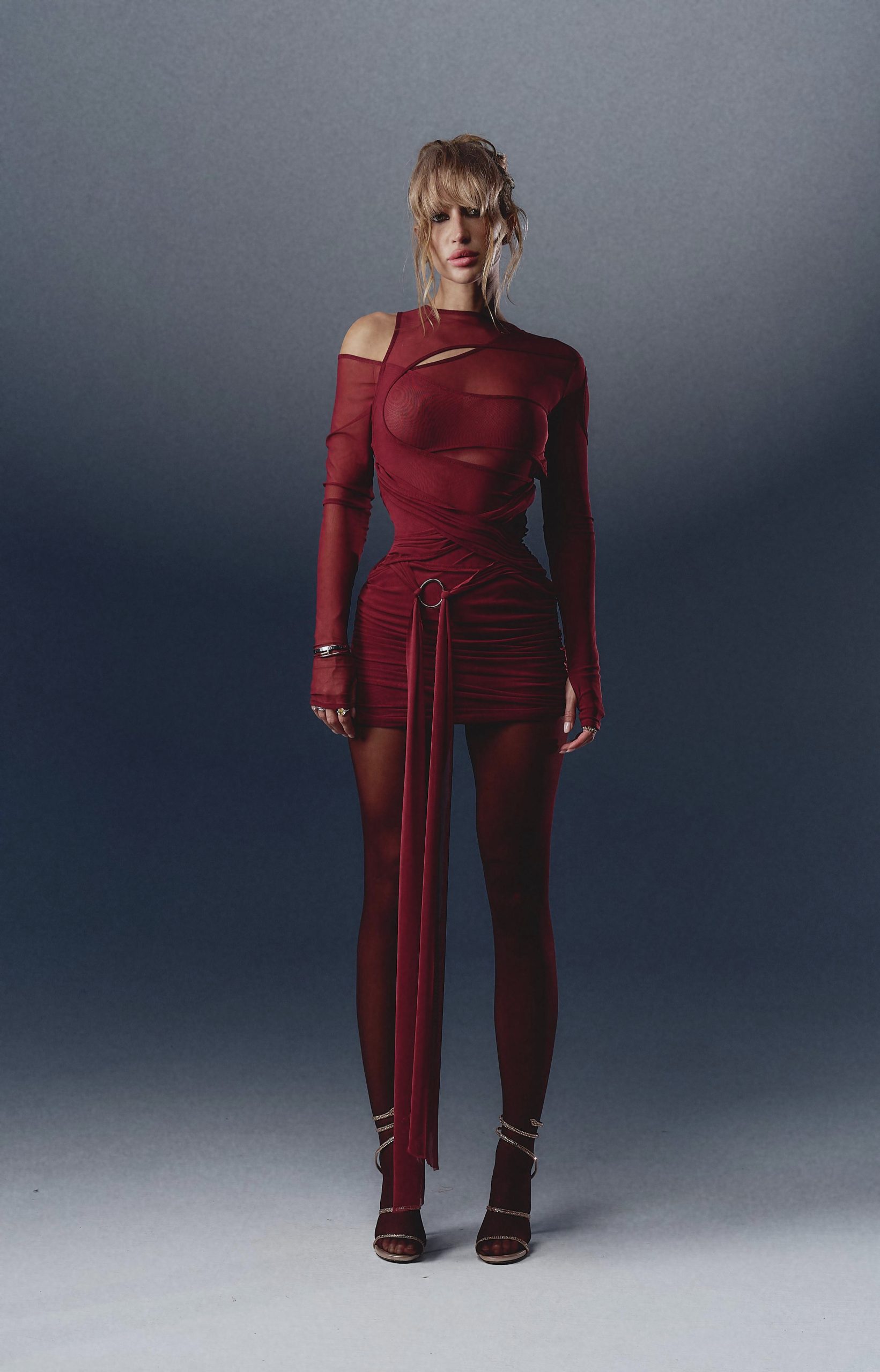 IMG_8423 DRESS MESH BORDO - Зображення 1