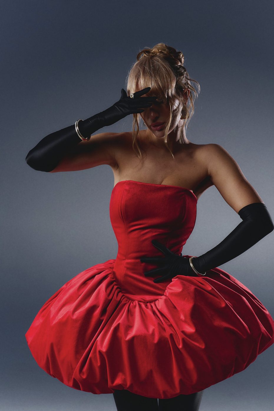 Bubble-Skirt Mini Dress